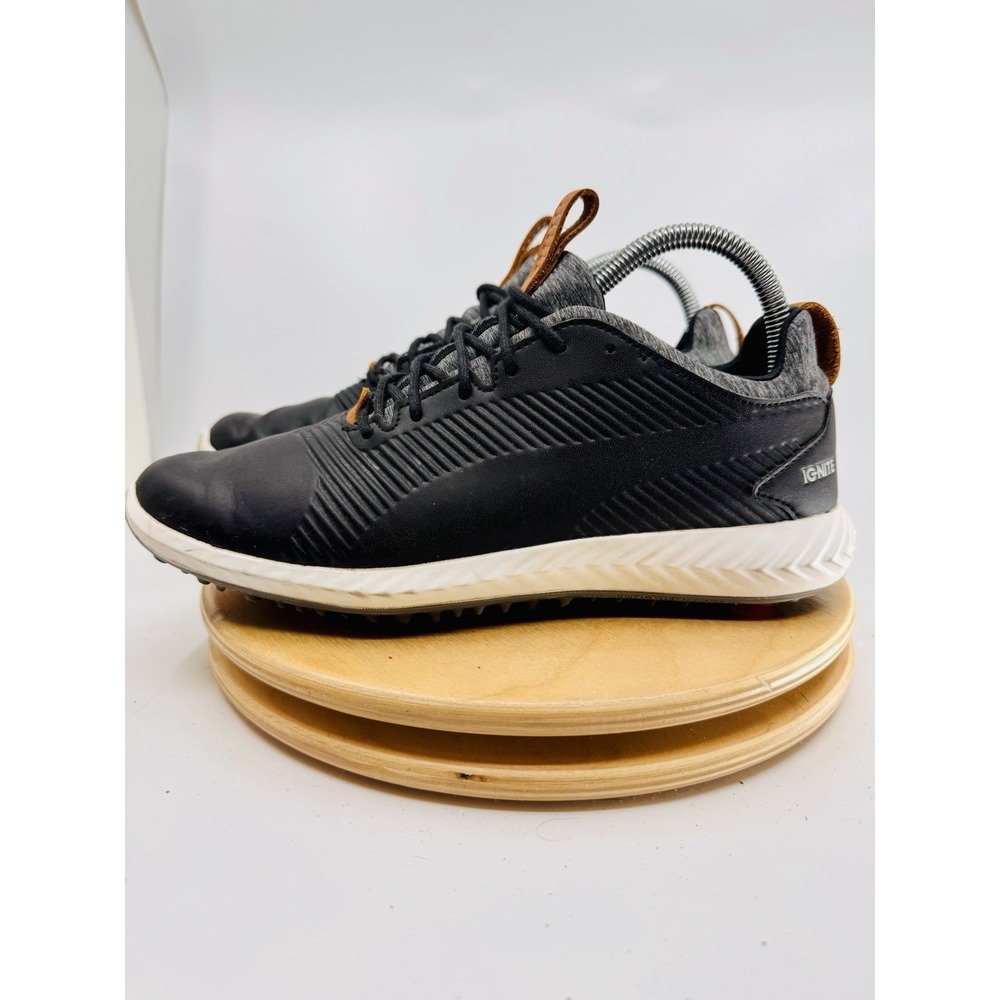 Puma Ignite Pwradapt Golf Shoes Mens 7 C Black Leather Spikes